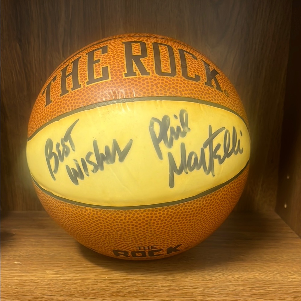 Mini Basketball - Brown and Yellow with Phil Martelli Signature.